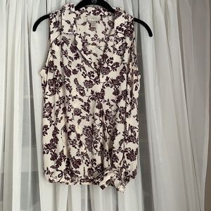 Ann Taylor Loft Flower Print Sleeveless Blouse